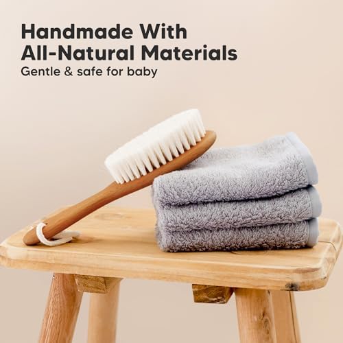 Wooden Baby Hair Brush for Toddler, Infant Cradle Cap (Golden Oak, Regular) - Image 4