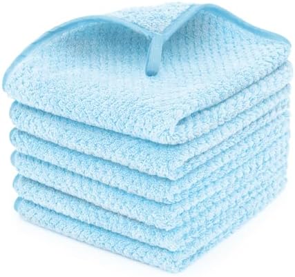 MaopaoBeauty 6 Pack Washcloth Set - Quick Drying & Absorbent Microfiber Gym Towels 13x13 inches - Lightweight & Thin Yoga Towels - Multi-Purpose Camping Towels for SPA, Hotel & Bathroom, Light Blue by BESTCHOICEFORYOU%EF%BC%81