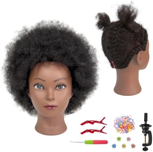 Afro Kinky Hair Black Mannequin Head with 100% Human Hair for Braiding by ARLEFENNI