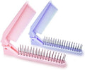 RHOS 2-Pieces Mini Folding Combs for Purse and Travel, Double Headed Small Combs and Brush Set for Women,Girls (Pink & Purple) by RHOS