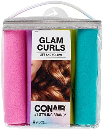 Conair Foam Hair Rollers -Heatless curls - Foam Rollers - Hair Rollers - Loose Hair Curlers in Assorted Sizes - 8 Count w/storage case by conair