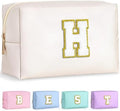 TOPEAST Preppy Bag, Monogrammed Makeup Bags with Zipper, Cute Makeup Pouch, Initial Birthday Gifts Bag for Daughter Friends Sister, Preppy Things for Girls (White H) by TOPEAST
