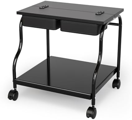 OmySalon Pedicure Cart Foot Bath Trolley, Portable Salon Nail Esthetician Rolling Cart, Adjustable Manicure & Foot Massage Stool w/PU Cushion, Locking Wheels, for Spa, Salon & Home (Black) - Image 3