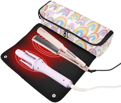 Hair Tools Travel Bag with Heat Resistant Mat Detachable 2-in-1 Curling Iron Travel Case Hot Tools Organizer for Straightener Flat Iron Gradient Cute Rainbows - Image 2