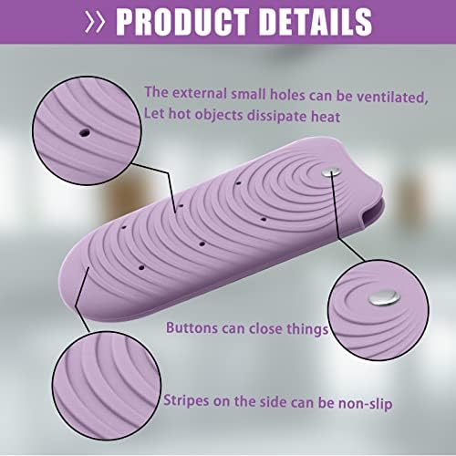 Heat Insulating Silicone Mat Pouch for Hair Styling Tools, Curling & Flat Irons Anti-Slip Travel Cover, Small Portable Straightener Pad for Curler Wands Storage, Hot Waver (Purple) - Image 3