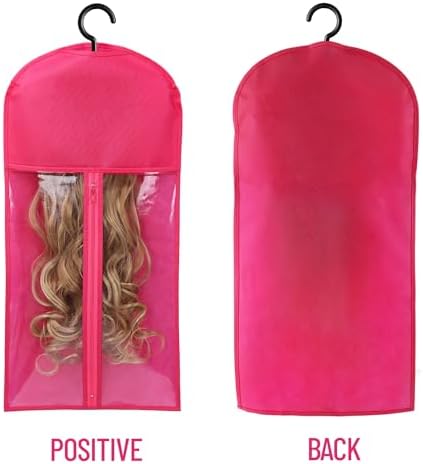 3PCS Wig Storage Bags With Hanger Hair Extension Holder Wig Holder for Multiple Wigs Bags Storage with Hanger Wig Hanger Rack for Multiple Wigs Hair Extensions, Wigs & Accessories(HOT PINK) - Image 3
