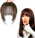 Wig with Bangs and Sideburns Trendy Braided Headband Hair Accessories Braid Headband for Women Hair Extensions Bangs Girls Braided Wigs (Light Brown) by PANGHUDM