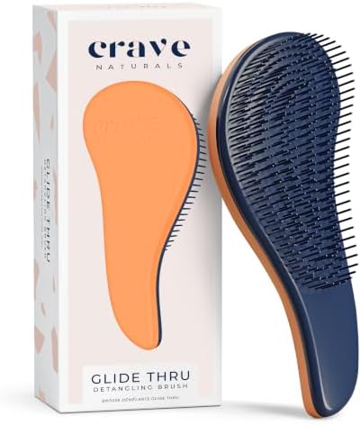 Crave Naturals Glide Thru Hair Brush - Detangler Brush for Curly, Straight, Wet or Dry Hair - Gentle Detangling Brusheses for Adults, Kids, Toddlers - Hair Accessories for Women, 7.5"x3" - Coral by CraveNaturalsDetanglingBrush