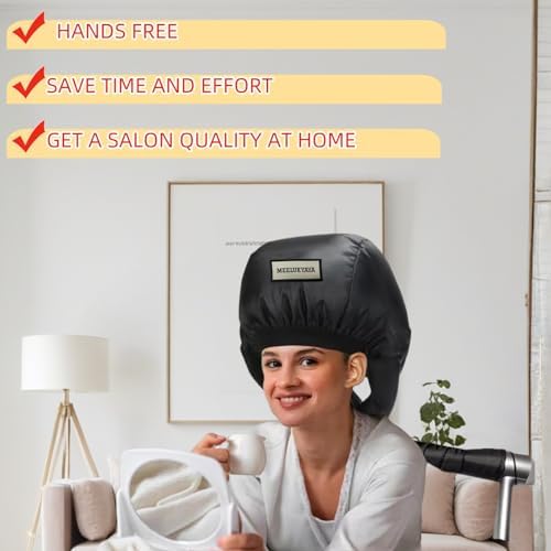Hooded Drying Bonnet for Curly Hair,Upgraded Double Tubes Diffuser Cap,Even Heat Distribution,Hairstyling Dryer Cap for Women,Hooded Hair Dryer, - Image 5
