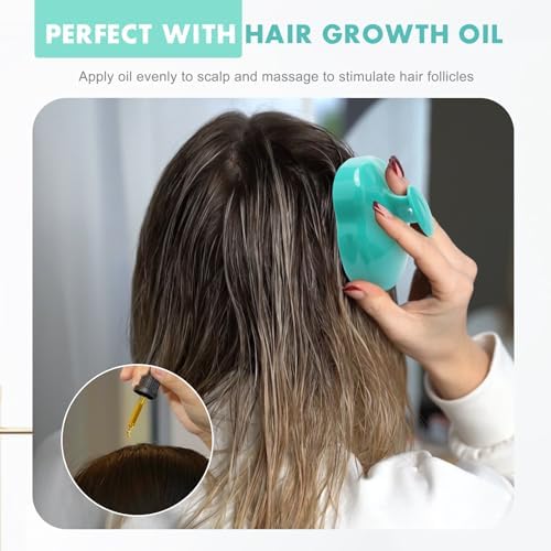 FREATECH Massager Shampoo Brush with Soft Silicone Bristles for Scalp Care, Shower Hair Scalp Scrubber Exfoliator for Dandruff Removal and Hair Growth, Wet & Dry for Men, Women and Kids, Green - Image 6