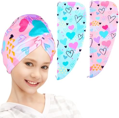 FIOBEE Microfiber Hair Towel Wrap for Kid Girls Rapid Drying Hair Turbans by FIOBEE