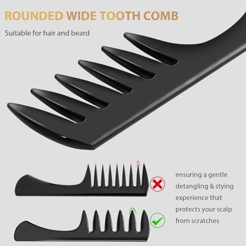 DUAIU 3Pcs Hair Styling Comb Set for Men, with Barber Accessories 3 in 1 Fish Tail Bone Shape Comb, Wide Tooth Comb, Texture Comb for Slicked-back, Quiff, Pompadour, Fauxhawk, Undercut - Image 3