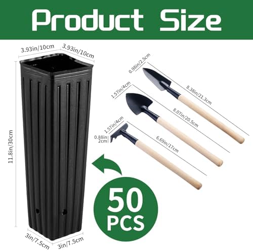 50 Pcs 12" Tall Tree Pots Plastic Deep Nursery Pots - Image 2