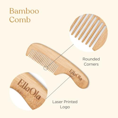 ELLAOLA Natural Bamboo Hair Brush & Comb Set, 3 Piece - Cradle Cap Brush, Massage Hair Brush, Bamboo Comb for Toddlers, Newborns & Infants I Baby Registry Gift - Image 6
