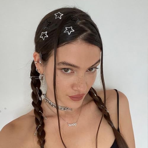 VIBILIA Star Hair Clips Y2K Metal Hair Accessories-30 PCS 1.18"，Black Silver - Image 4