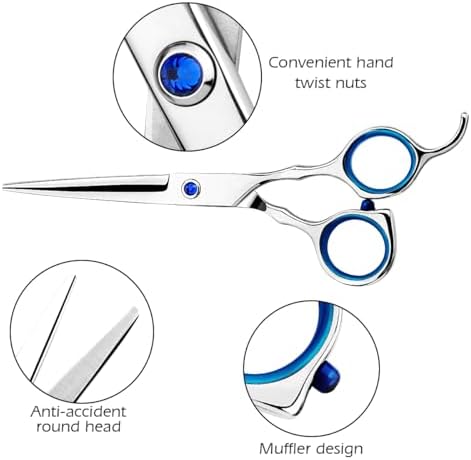 Regular Hair Cutting Shears Professional Barber Scissors Home Blue Detachable Finger Ring for Men Women Kid - Image 4