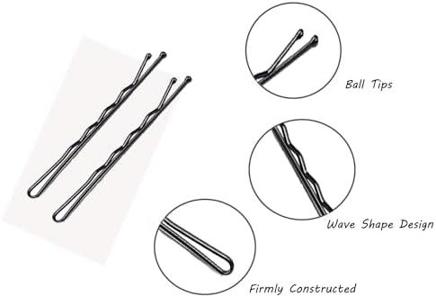 2.2 Inch Black Hair Bobby Pins Metal Clips Twisted Spiral Curved Ball Tips Non-slip Decorative Long Short Women Girls Nickel Free Hairdressing Wedding Accessories with Case 100 PCS - Image 3