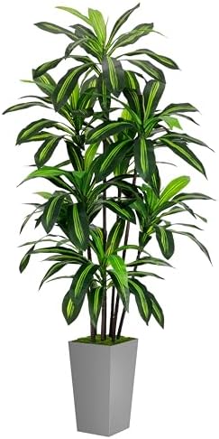 ASTIDY Artificial Plant 6FT Dracaena Fake Tree with Gray Tall Planter by ASTIDY