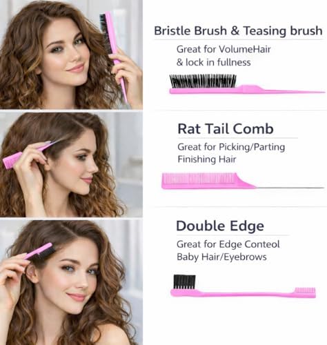 Detangler Brush for Curly Hair, Lightweight Curly Hair Brush with Vented Design for Easy Glide, Effortlessly Detangles Without Pulling or Snagging, Suitable for All Wet and Dry Hair Types (Pink) - Image 3