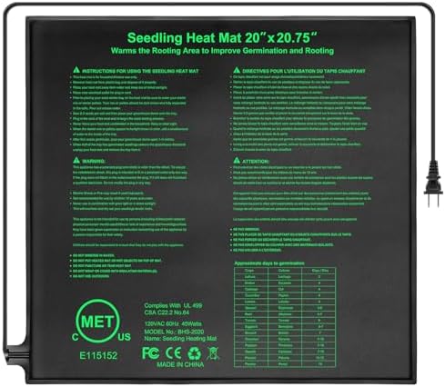 GOLOPET Seedling Heat Mat Dual Certified by MET and UL Plant Heating Mat Pad with Power Failure Protection Thermostatic Waterproof Suitable for Seedlings (Black, 20 x 20.75 in) by Afullrangeofservicesforyourpet