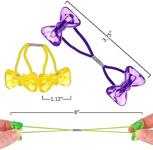Expressions 24pc Ponytailers Hair Elastics, Mini Bow-Shaped Multicolored Twin Beads Bauble Ponytail Holders, Toddler Hair Accessories, Kids Value Pack - Image 3