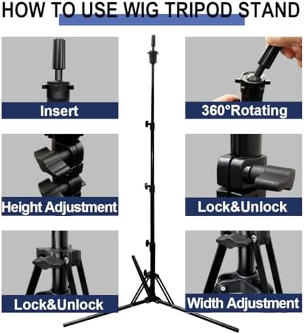 SZCY LLC Mannequin Head Stand, Adjustable Foldable Wig Stand Tripod, Reinforced Metal Mannequin Head Tripod Stand for Cosmetology Hairdressing Training(No Mannequin Head Included!) - Image 4