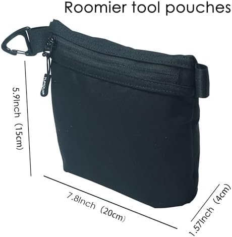 YUMQUA Water-Resistant Zipper Pouch with Carabiner Clip, Small Nylon Multipurpose Travel Digital Cosmetics Toiletry Bag Tool Storage Pouch, Black - Image 2