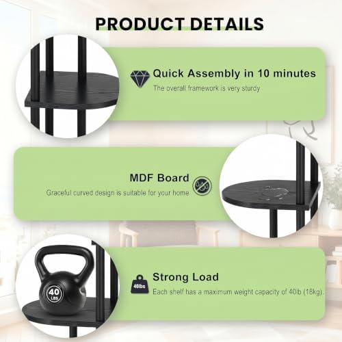 Tiered Plant Stand Indoor, Tall 6 Tier 7 Potted Wooden Plant Shelf for Multiple Flower Plants, Multi Corner Metal Plant Holder Indoor for Patio Garden Patent Design Living Room Balcony Bedroom, Black - Image 4