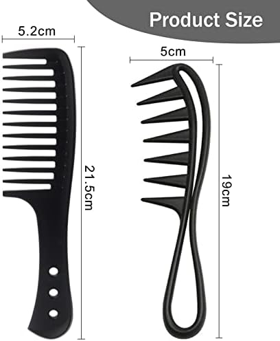 2 Pcs Wide Tooth Comb, Large Tooth Curl Comb Shark Teeth Hair Hairstyle Tool for Curly Wet Wavy Thick Hair Wigs Barber Salon, Women Men - Image 2