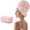 REDKISS Pink Microfiber Hair Towels - Extra Large Hair Towel Wrap for Women, 24x42 inch Hair Towels with Elastic Strap, Super Soft Hair Drying Towels for Long, Thick, Curly Anti Frizz Turbans by REDKISSOnline