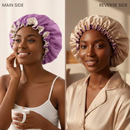 Silk Satin Hair Bonnet for Sleeping Reversible - Image 2