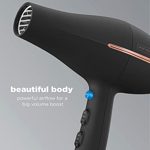 Infiniti PRO by CONAIR Hair Dryer,1875W Blow Dryer with Diffuser and Concentrator,Ceramic Technology,3 Heat & 2 Speed Settings,Cold Shot Button,Black,(Pack of 2) - Image 3