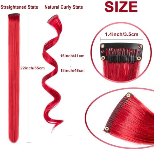 Red and Blue Hair Extensions, 10 Pcs Curly Wavy Colorful Hair Accessories - Image 4