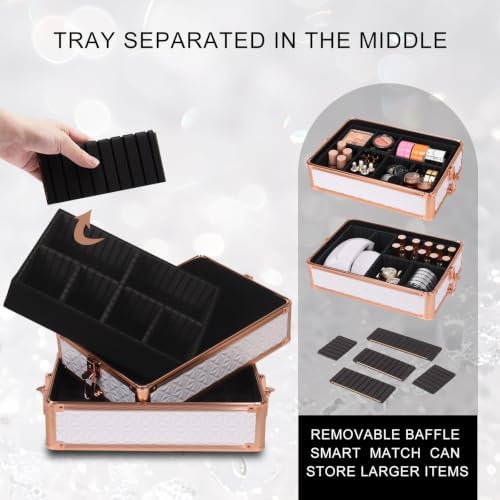 Makeup Train Case Makeup Case (5, White) - Image 4