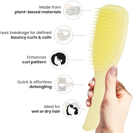 Tangle Teezer Plant-Based Ultimate Detangler Curly Hair Brush, Yellow - Image 4