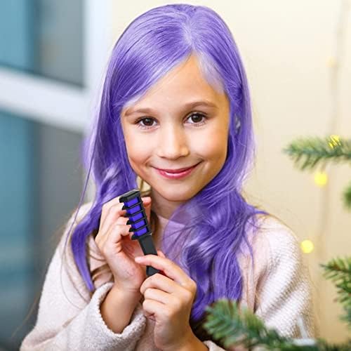 New Hair Chalk Comb Temporary Bright Hair Color Dye for Girls Kids, Washable Hair Chalk for Girls Age 4 5 6 7 8 9 10 New Year Birthday Cosplay DIY Halloween, Christmas（Purple) - Image 6