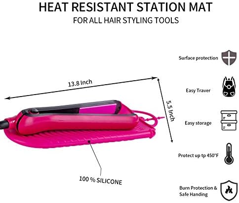 ZAXOP Silicone Heat Resistant Holder Mat Pouch for Flat Iron,Curling Iron,Hot Hair Tools(Hotpink) - Image 3