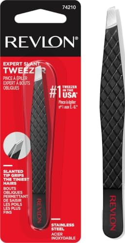 Revlon Expert Slant Tip Tweezer, Black, 1 Count by RevlonConsumerProductsCorp