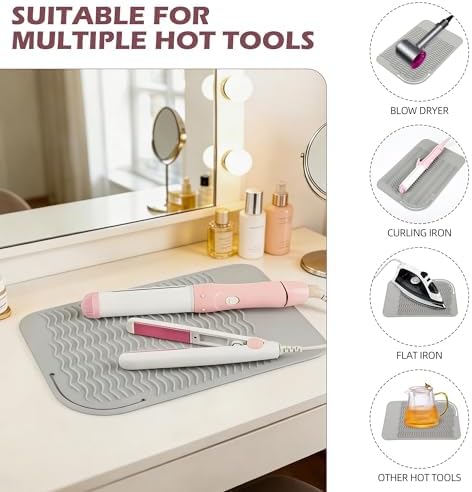 Silicone Heat Resistant Mat for Hair Tools, 11" x 7.5", Gray - Image 6