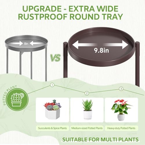 5 Tier Large Plant Stand Indoor Outdoor, 10 Inch Tray, Bronze - Image 3