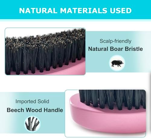 Boar Bristle Slick Back Hair Brush - Edge Control Hairbrush for Women Men - Image 2