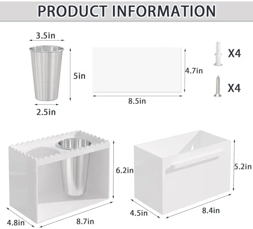 Scalloped 2 Cup Box Acrylic Hair Tool Organizer Wall Mount, Bathroom - Image 3
