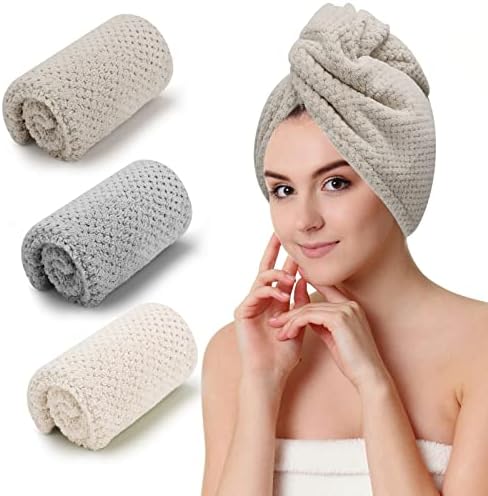 CZZXI 3 PCS Microfiber Hair Towel, Hair Wraps for Women Wet Hair by CZZXI