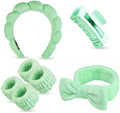 7 Pcs Spa Set, Facial Headband and Wristband Set, Skincare Accessories, College Style Girl Idea Gifts, Hair Accessories for Women and Girls（Light Green） by Unknown