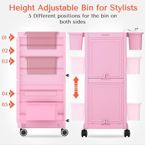 TASALON Pink Lockable Salon Cart with Wheels, Beauty Salon Station Trolley with 6 Drawers & Heat-Resistant Tool Holders, Rolling Barber Organizer for Hair Stylist, Spa & Tattoo Studio - Image 4