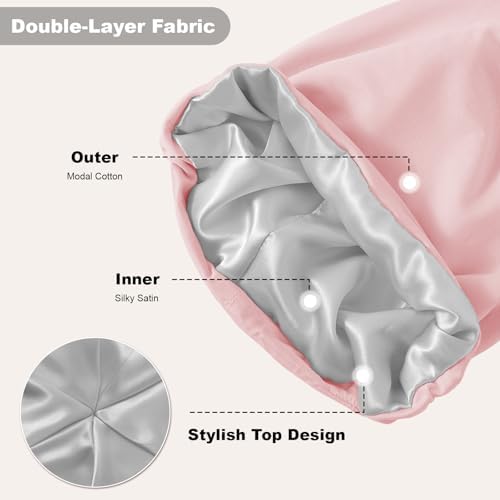 ZHENSILK 4Pcs Silk Satin Bonnets for Women Men, Adjustable Hair Wrap Slouchy Beanie Hat for Curly Hair - Image 4