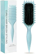 Blue Curl Defining Brush for Curly Hair – Detangling & Styling Brush for Women & Men, Defines 2A to 4C Curls, Reduces Frizz, Perfect for Wet & Dry Hair (Blue) by Sintario