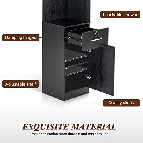 BarberPub Corner Storage Cabinet with Shelves, Beauty Storage 3200 (Black) - Image 5