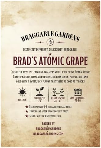 Brad’s Atomic Grape Tomato Seeds, Eye-Catching Tomato Seeds for Planting, Vegetable Garden Seeds, Sweet Rich Flavor, Striped Elongated Tomatoes for Home Garden & Outdoor Planting - Image 3