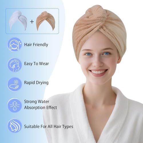 Microfiber Hair Drying Towel Wrap,Hair Turbans Towel for Wet Hair - Image 3